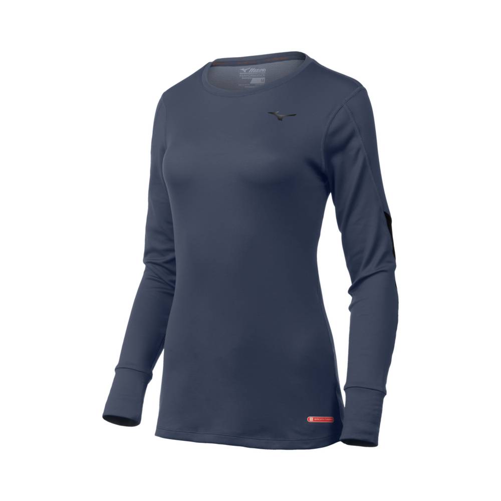 Womens Mizuno Breath Thermo® Long Sleeve Base Layer Indigo/Black Philippines (IUSVXK684)